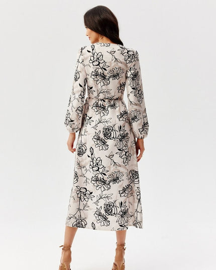 Robe midi croisée imprimée