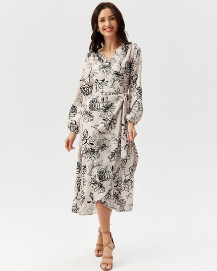 Robe midi croisée imprimée