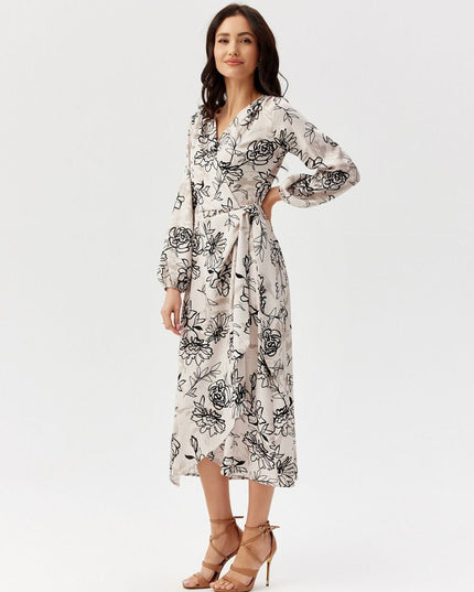 Robe midi croisée imprimée