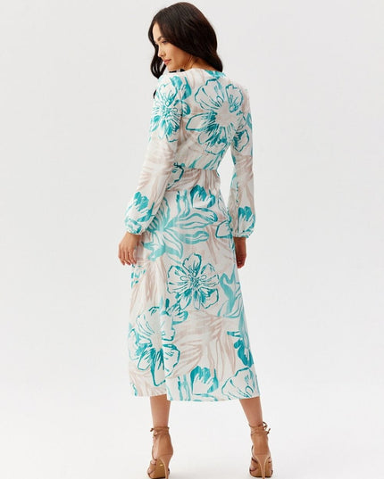 Robe midi croisée imprimée