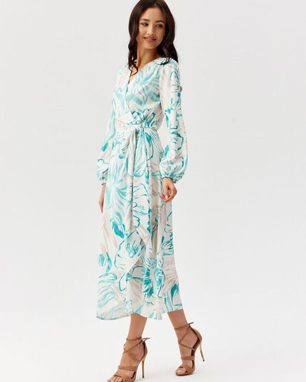 Robe midi croisée imprimée