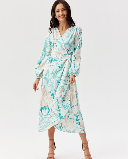 Robe midi croisée imprimée