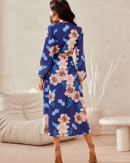 Robe midi croisée imprimée
