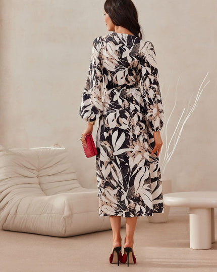 Robe midi croisée imprimée