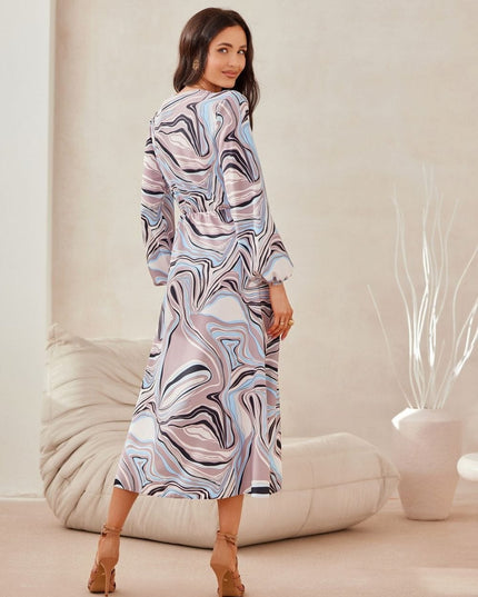 Robe midi croisée imprimée