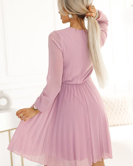 Robe mousseline pêche plisée