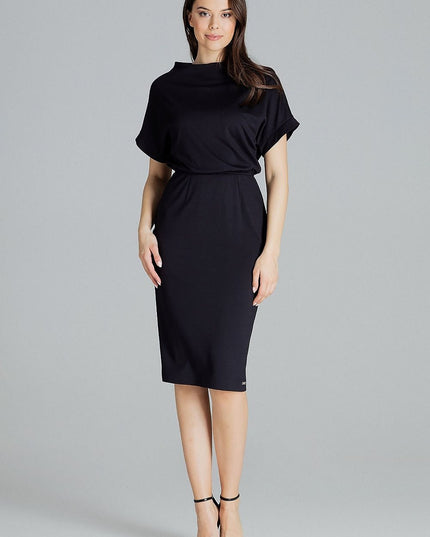 Robe midi rose manches courtes