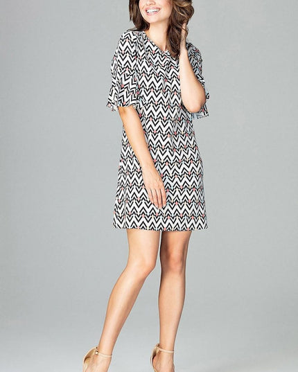 Robe motifs manches 3/4