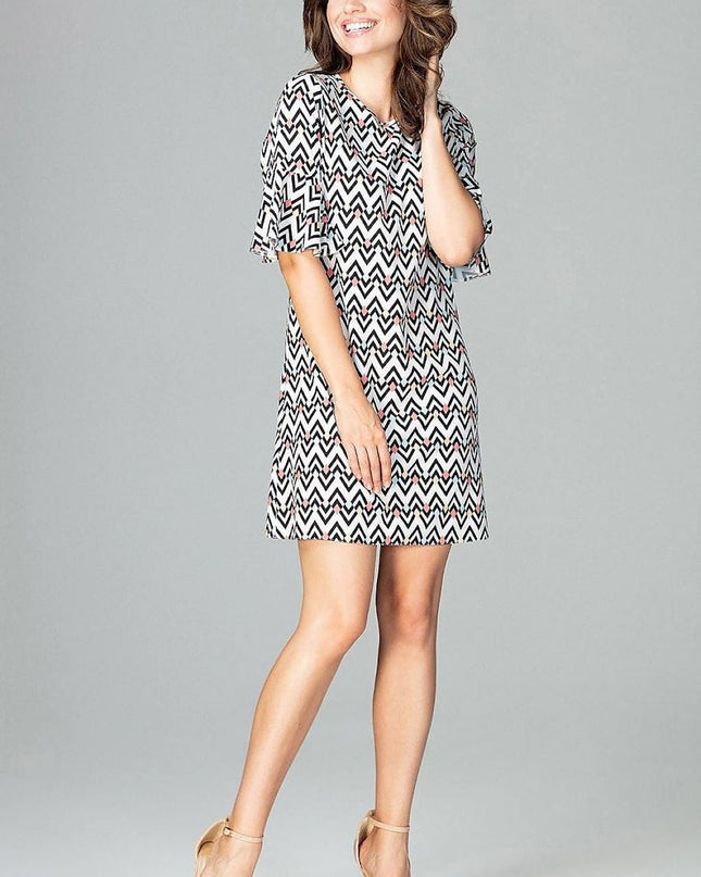 Robe motifs manches 3/4