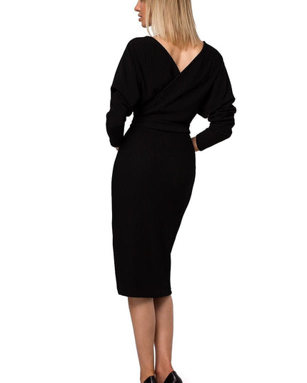 Robe noire en tricot côtelé