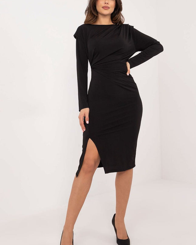 Robe midi noire ajustée
