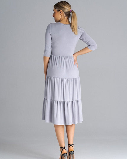 Robe midi cintrée à volants