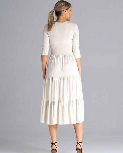 Robe midi cintrée à volants