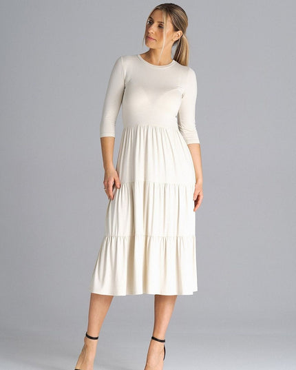 Robe midi cintrée à volants