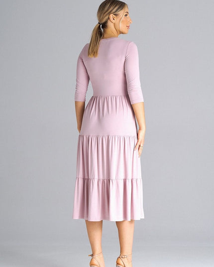 Robe midi cintrée à volants