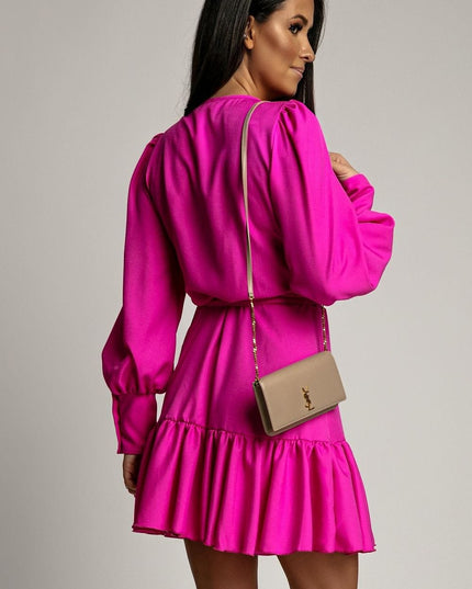 Robe courte rose manches longues
