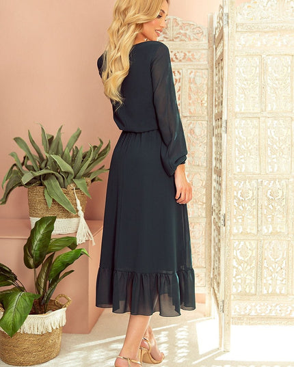 Robe midi rose à volants