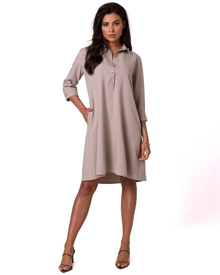 Robe chemise évasée rose