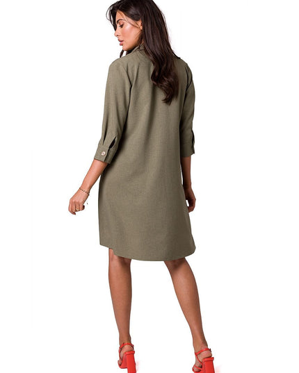 Robe chemise évasée rose