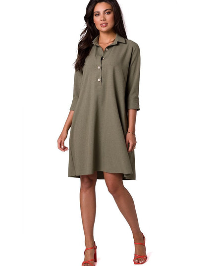 Robe chemise évasée rose