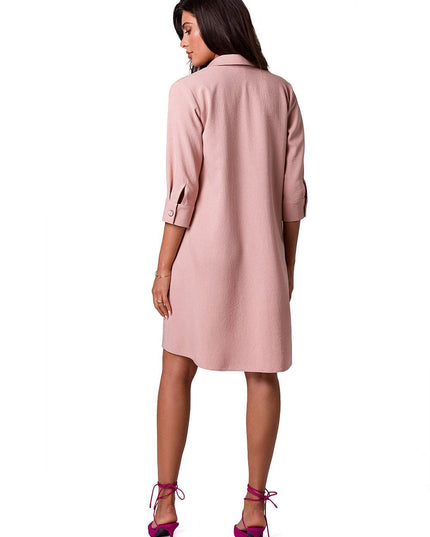 Robe chemise évasée rose