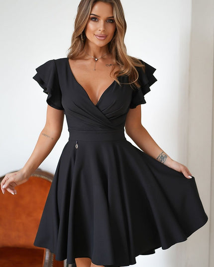 Robe rose évasée volants