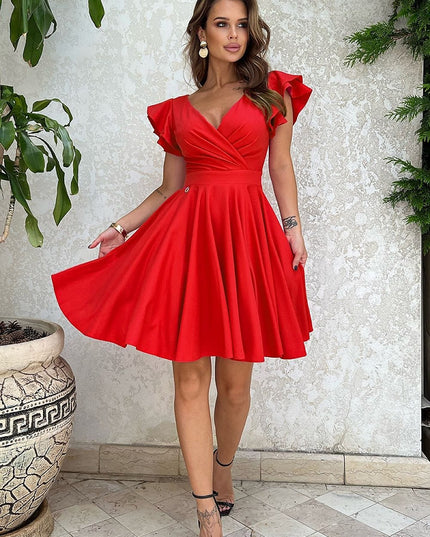 Robe rose évasée volants