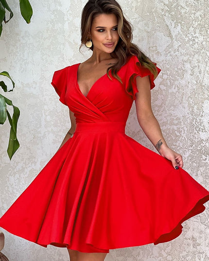 Robe rose évasée volants