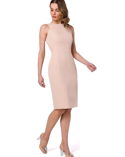 Robe crayon sans manches rose