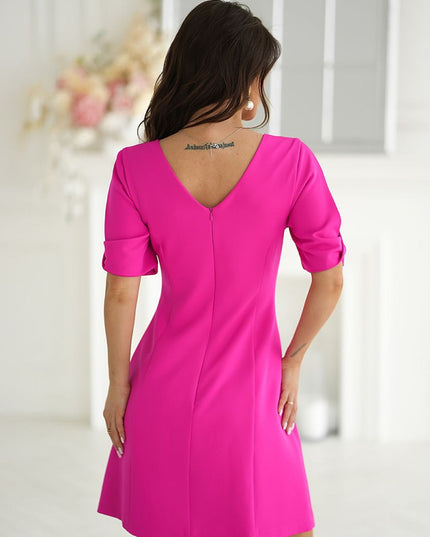 Robe rose à manches courtes