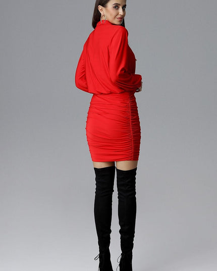 Robe rose manches longues plissée
