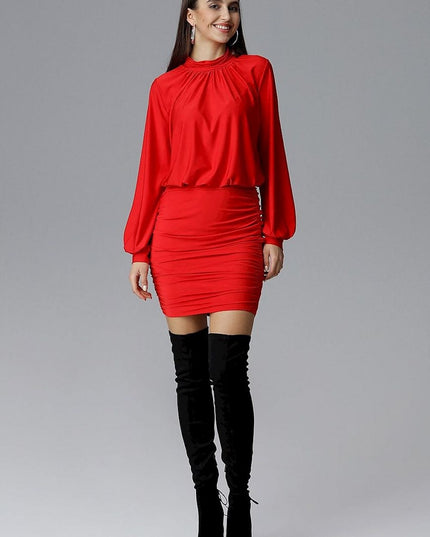 Robe rose manches longues plissée