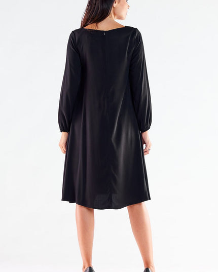 Robe trapèze rouge manches longues