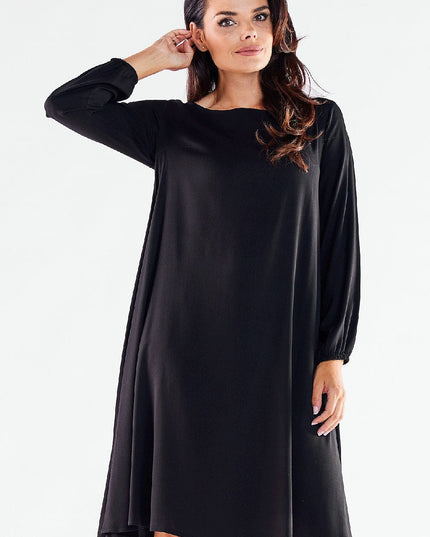 Robe trapèze rouge manches longues