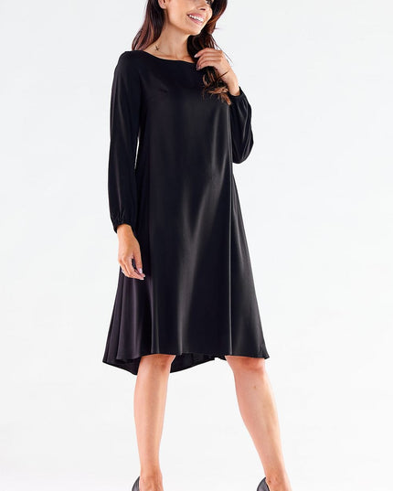 Robe trapèze rouge manches longues