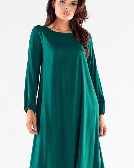 Robe trapèze rouge manches longues