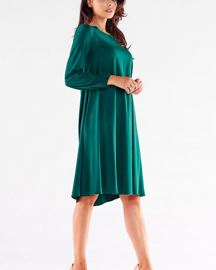 Robe trapèze rouge manches longues