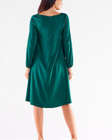 Robe trapèze rouge manches longues