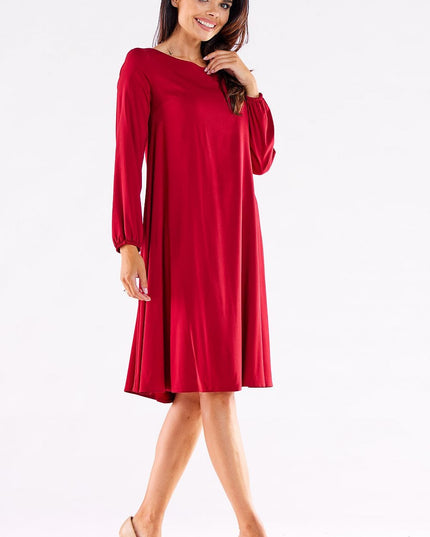 Robe trapèze rouge manches longues