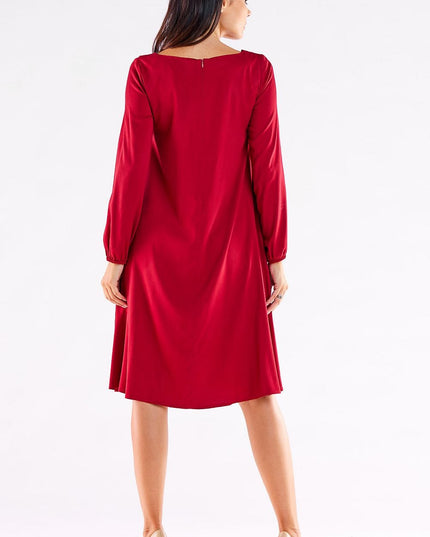 Robe trapèze rouge manches longues