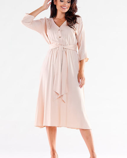 Robe midi rouge boutonnée