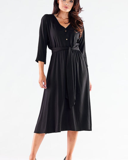 Robe midi rouge boutonnée