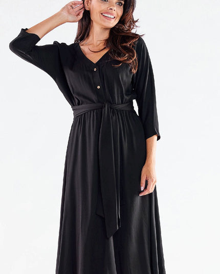 Robe midi rouge boutonnée