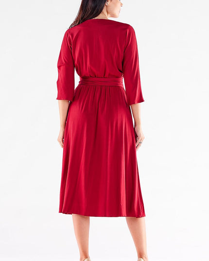 Robe midi rouge boutonnée