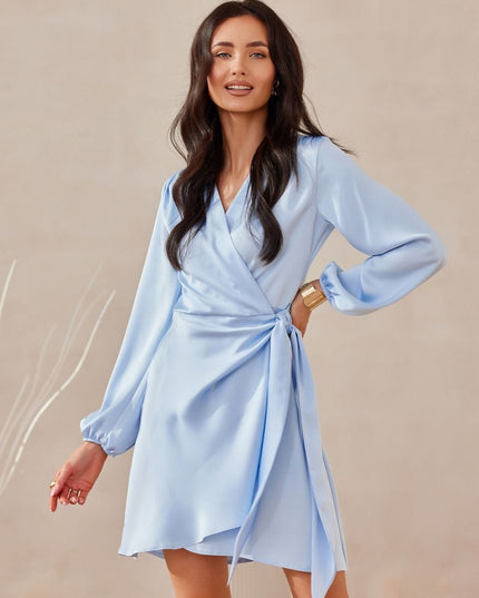 Robe satinée mini bleue