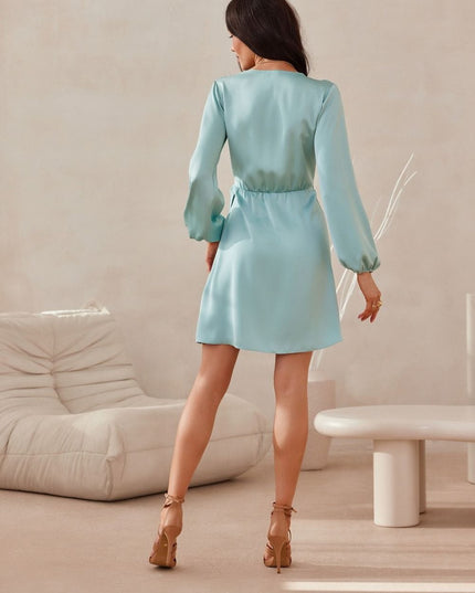 Robe satinée mini bleue