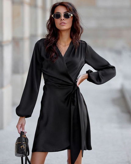 Robe satinée mini bleue