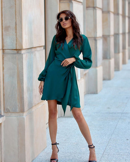 Robe satinée mini bleue