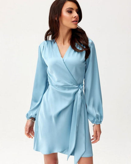 Robe satinée mini bleue