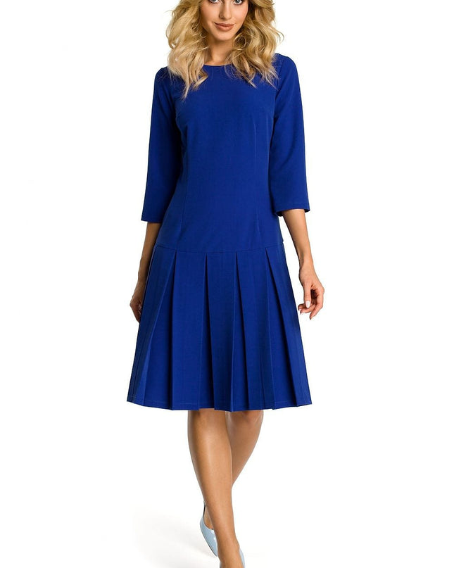 Robe bleue manches trois-quarts